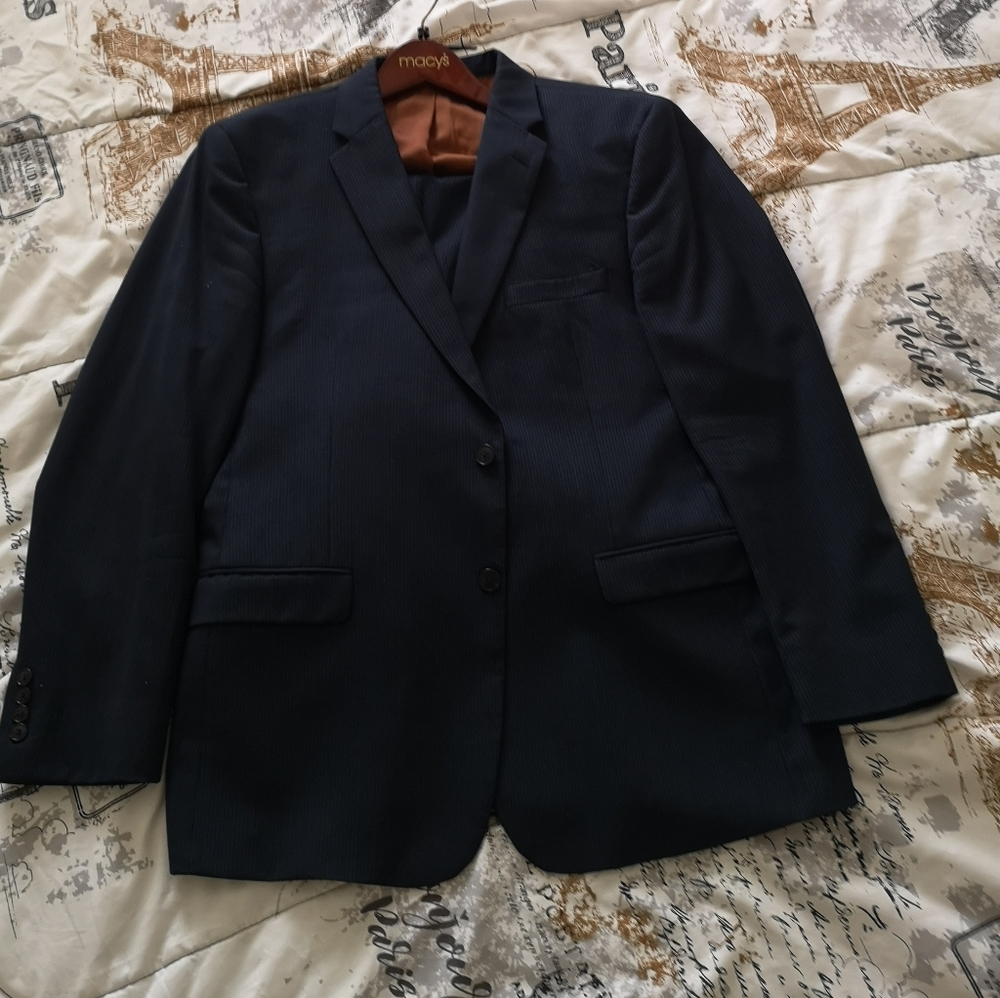 Joseph Abboud Navy Pinstripe Slim Fit Suit 44R